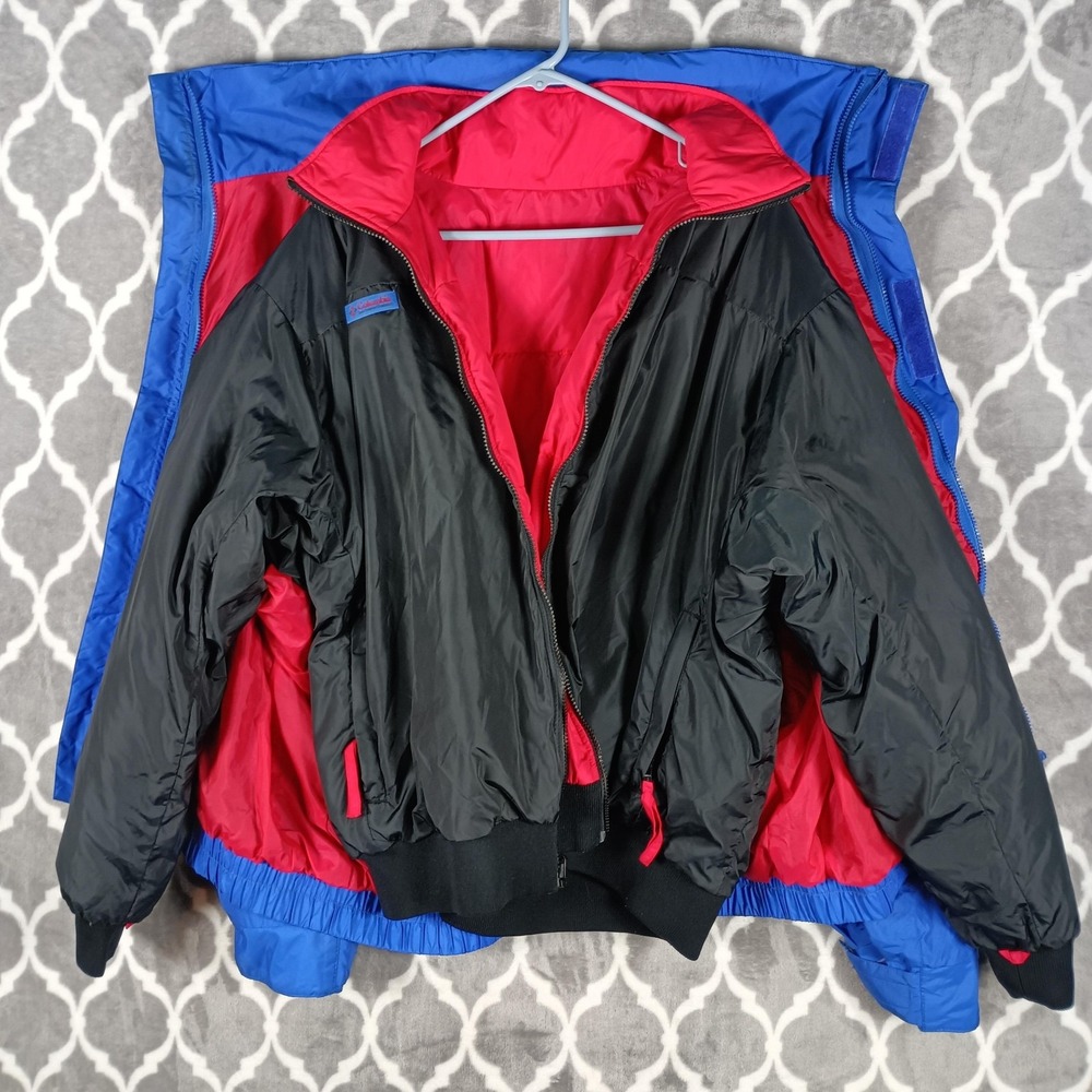 Columbia Whirlibird Down Jacket Men XL Blue Red 3 In 1 Interchange Ski Snow Coat